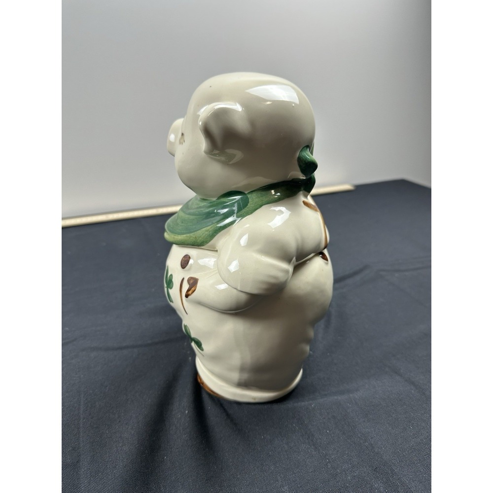 Vintage MCM 1940s- SHAWNEE POTTERY SMILEY Pig Shamrock Cookie Jar 11.25" - Picture 2 of 9